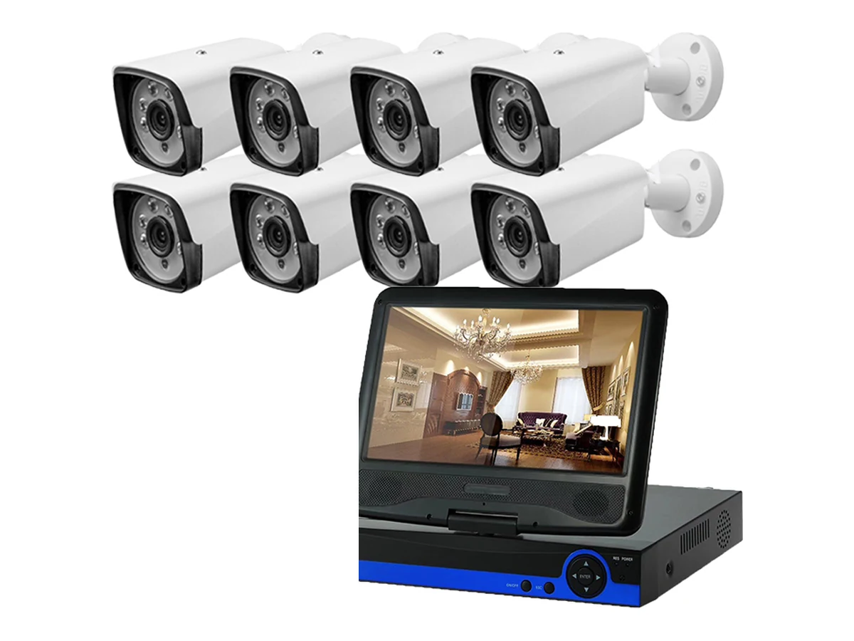8 camera AHD kit with a recorder that has the monitor built in